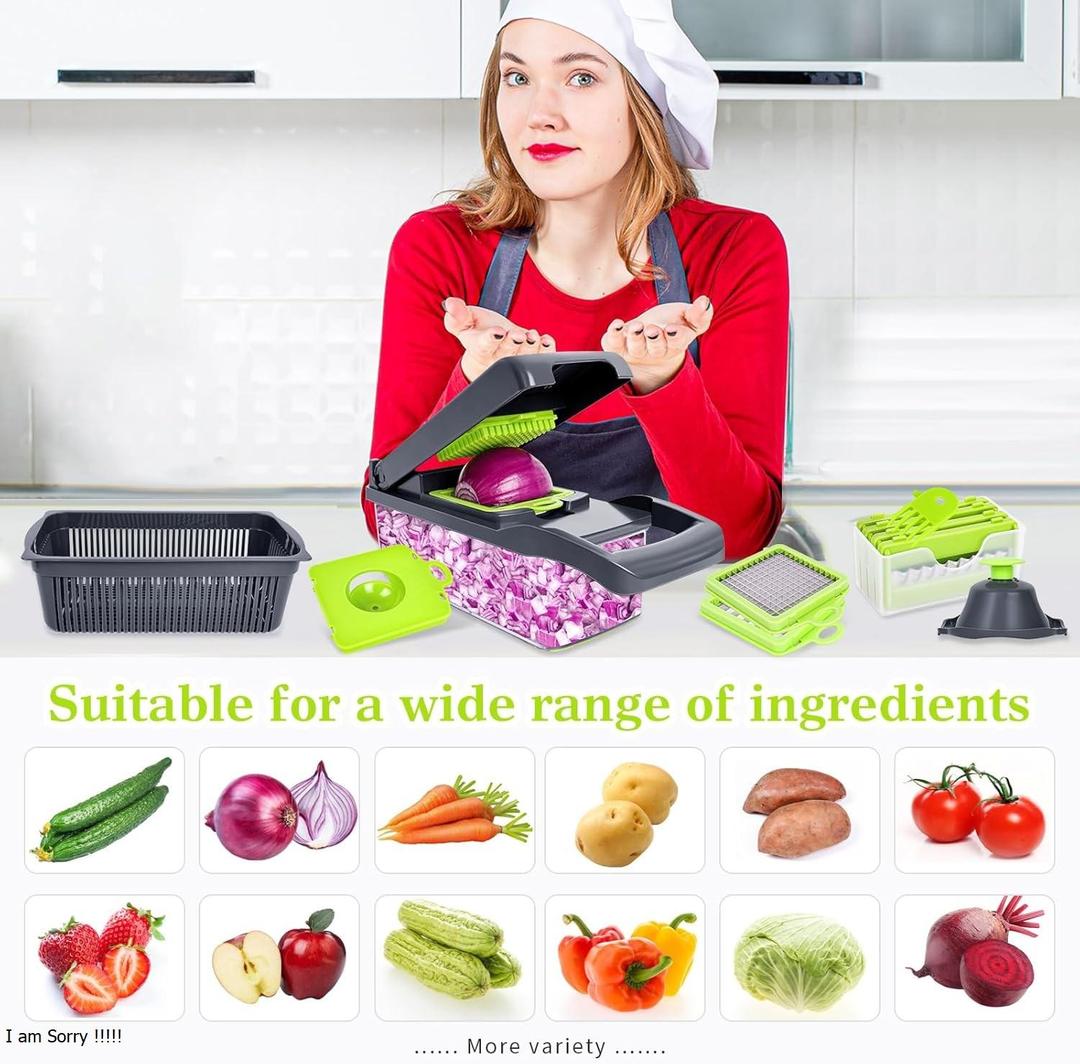 12-in-1 Multifunction Vegetable Chopper & Food Dicer with Storage Container