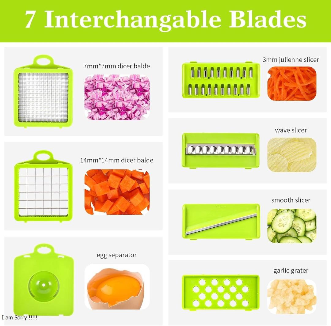 12-in-1 Multifunction Vegetable Chopper & Food Dicer with Storage Container
