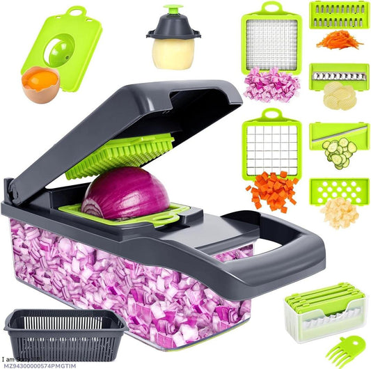 12-in-1 Multifunction Vegetable Chopper & Food Dicer with Storage Container