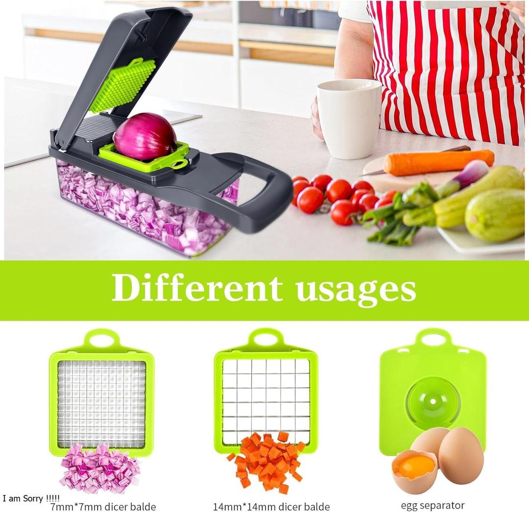 12-in-1 Multifunction Vegetable Chopper & Food Dicer with Storage Container