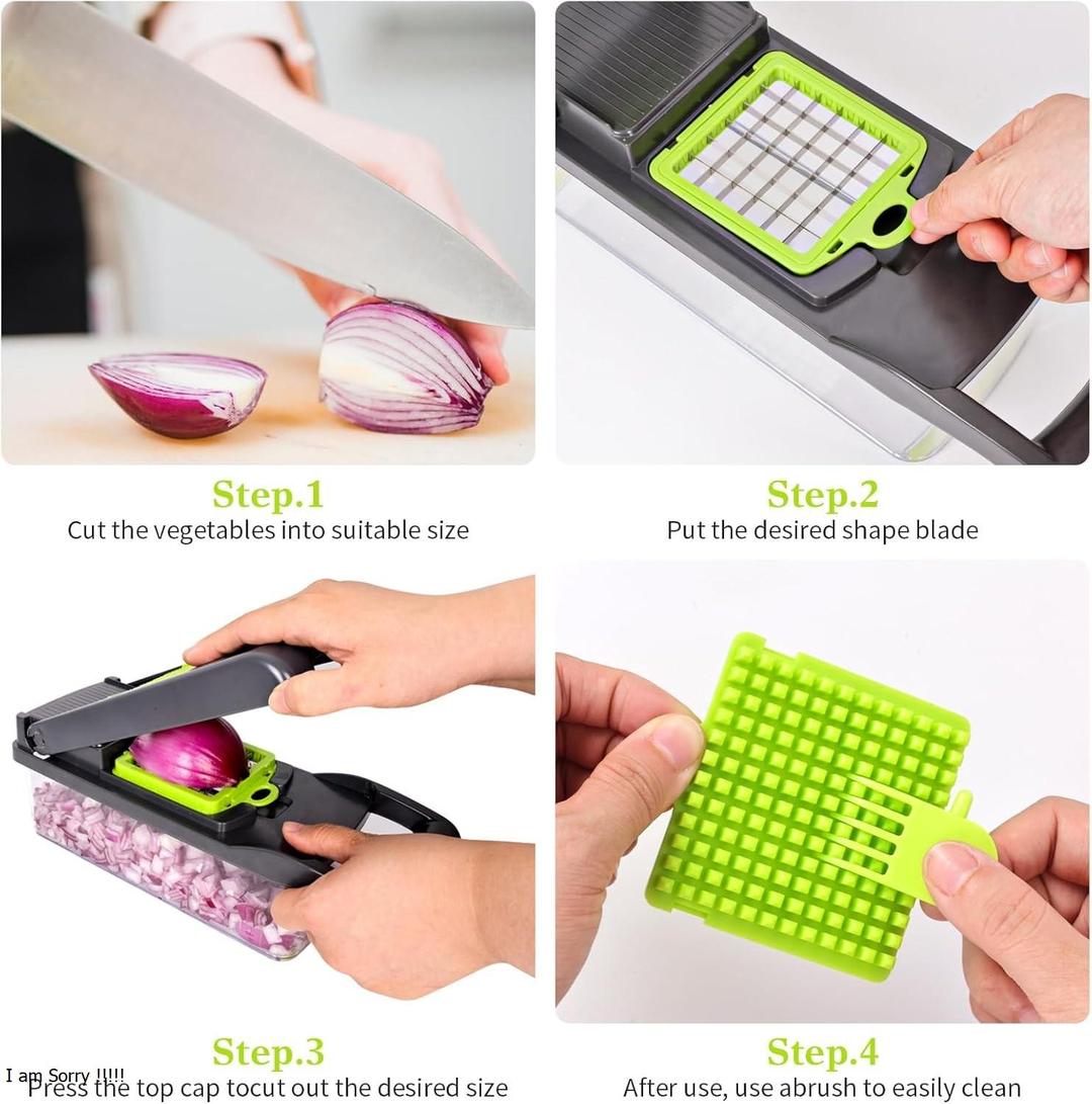 12-in-1 Multifunction Vegetable Chopper & Food Dicer with Storage Container