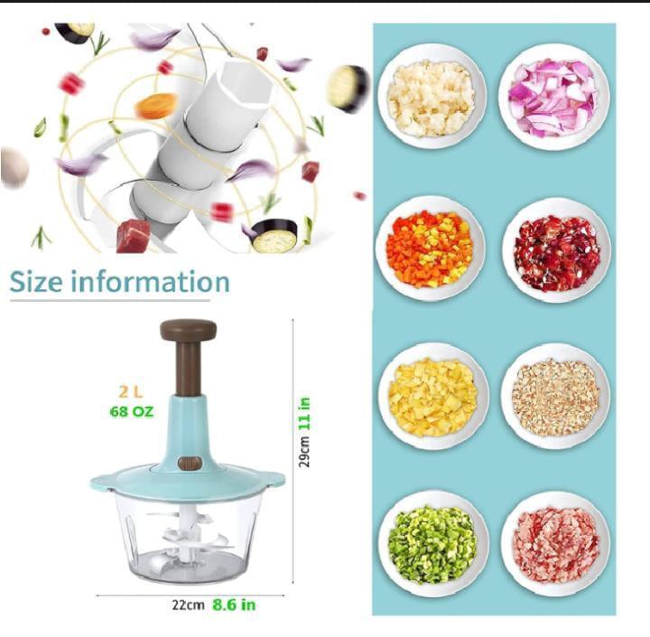 3L Manual Push Food Chopper - Multifunction Vegetable Cutter & Mixer